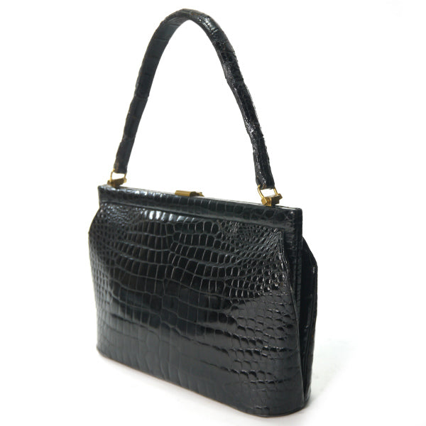 OLD Gucci　最高級クロコダイル ミニハンドバッグ（黒）