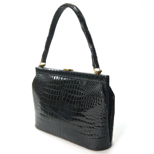 OLD Gucci　最高級クロコダイル ミニハンドバッグ（黒）