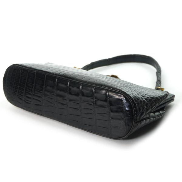 OLD Gucci　最高級クロコダイル ミニハンドバッグ（黒）