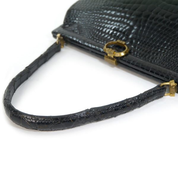OLD Gucci　最高級クロコダイル ミニハンドバッグ（黒）
