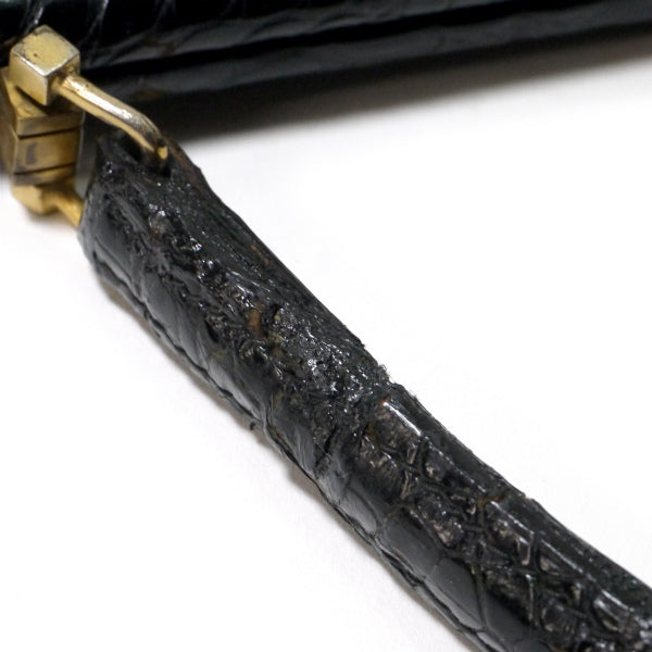 OLD Gucci　最高級クロコダイル ミニハンドバッグ（黒）