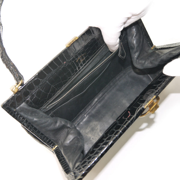OLD Gucci　最高級クロコダイル ミニハンドバッグ（黒）