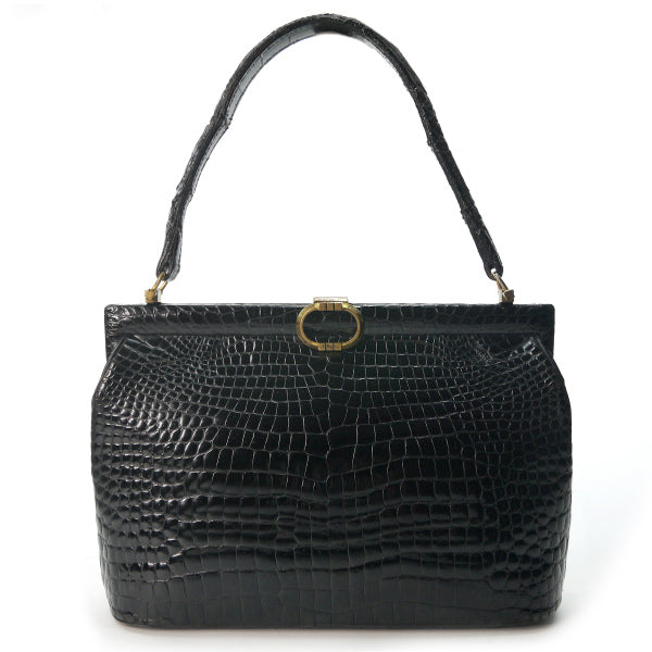 OLD Gucci　最高級クロコダイル ミニハンドバッグ（黒）