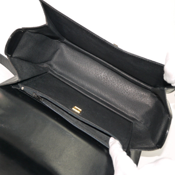 OLD Gucci 　南京錠ターンロック総革ショルダーバッグ（黒）