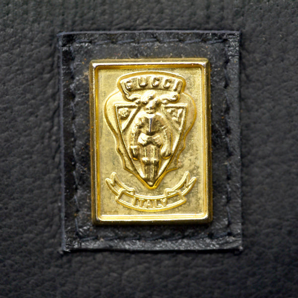 OLD Gucci 　南京錠ターンロック総革ショルダーバッグ（黒）