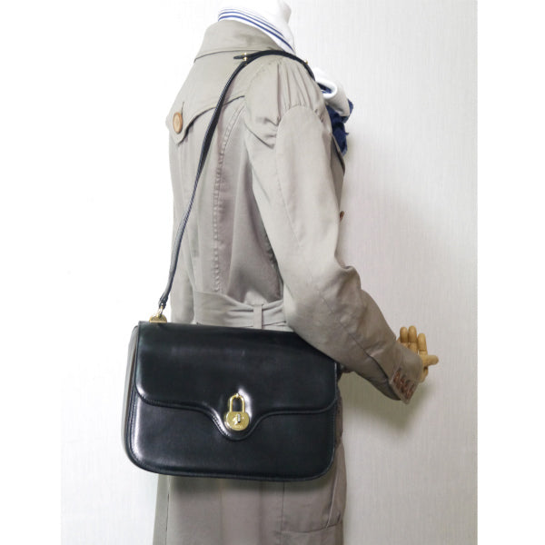 OLD Gucci 　南京錠ターンロック総革ショルダーバッグ（黒）