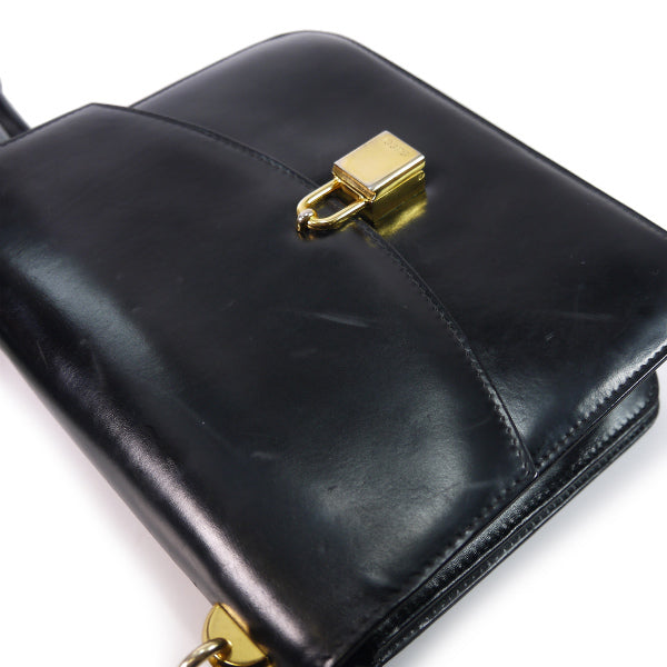 OLD Gucci 　<訳あり>南京錠ロック総革ショルダバッグ（黒）