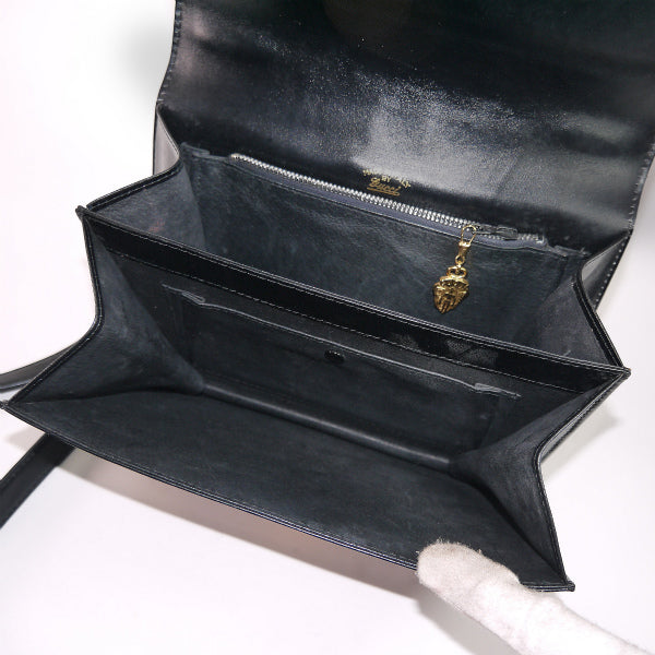 OLD Gucci 　<訳あり>南京錠ロック総革ショルダバッグ（黒）