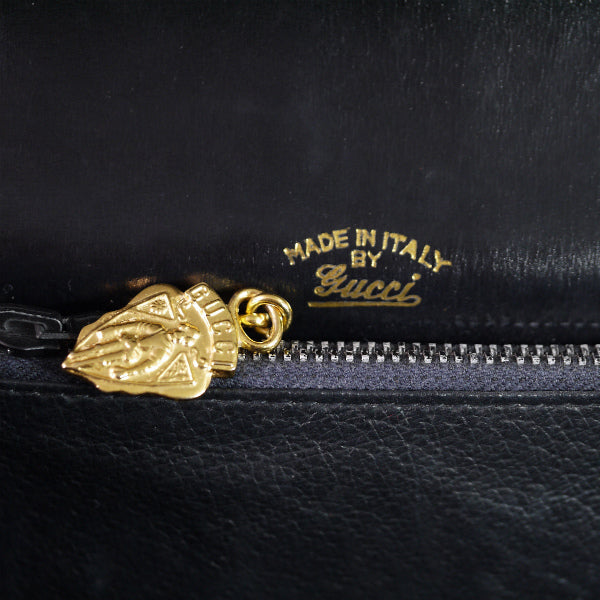 OLD Gucci 　<訳あり>南京錠ロック総革ショルダバッグ（黒）