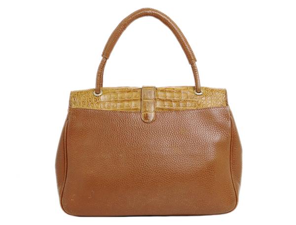 OLD Gucci<訳アリ>クロコ型押しハンドバッグ（茶）