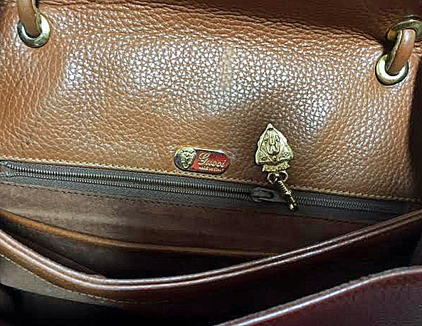 OLD Gucci<訳アリ>クロコ型押しハンドバッグ（茶）