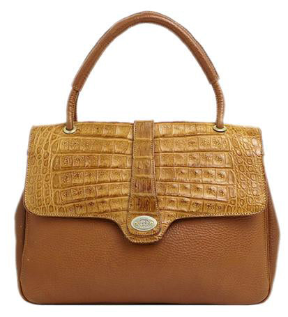 OLD Gucci<訳アリ>クロコ型押しハンドバッグ（茶）