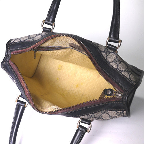 OLD Gucci レア角ミニボストン（紺・縦シェリー）
