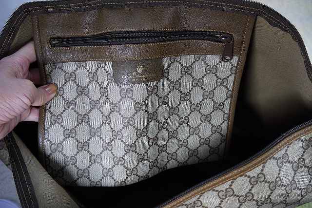 OLD Gucci 大型ボストン型軽量トートバッグ（茶）