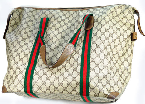 OLD Gucci 大型ボストン型軽量トートバッグ（茶）