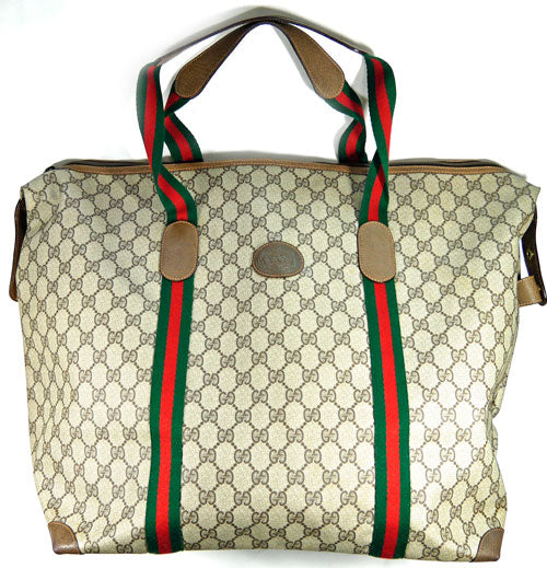 OLD Gucci 大型ボストン型軽量トートバッグ（茶）