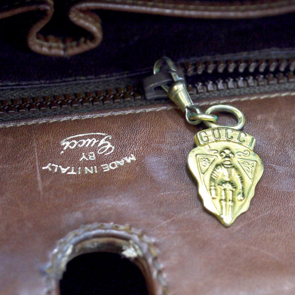 OLD Gucci 飴色ANTIQUEハンドバッグ(茶)