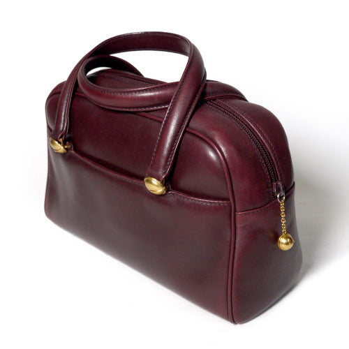 OLD Gucci 総皮丸フォルムミニボストン（ボルドー）