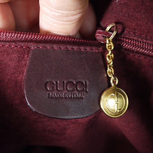OLD Gucci 総皮丸フォルムミニボストン（ボルドー）