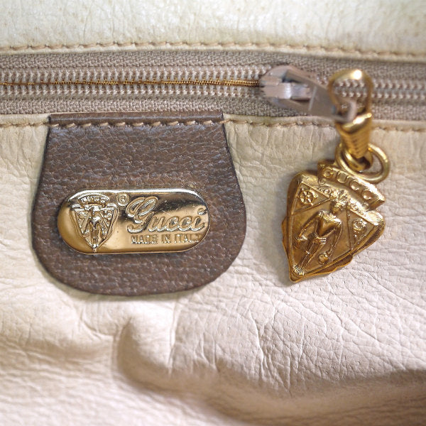OLD Gucci 総革ショルダー付きボストンバッグ（ミルクティ）