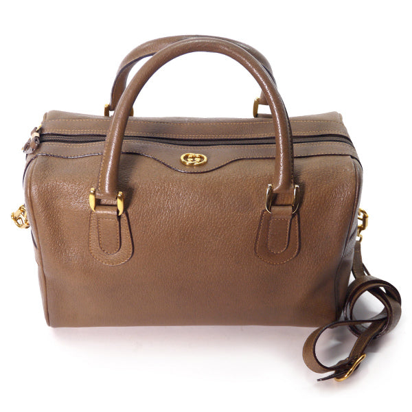 OLD Gucci 総革ショルダー付きボストンバッグ（ミルクティ）