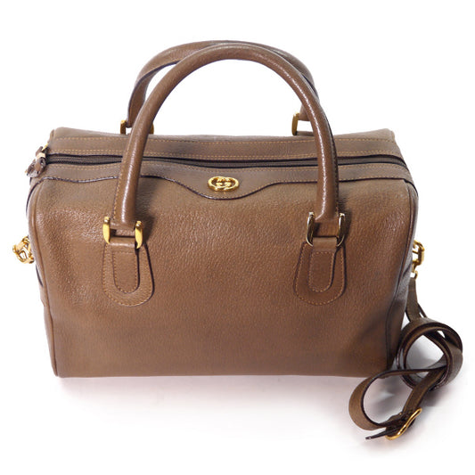 OLD Gucci 総革ショルダー付きボストンバッグ（ミルクティ）