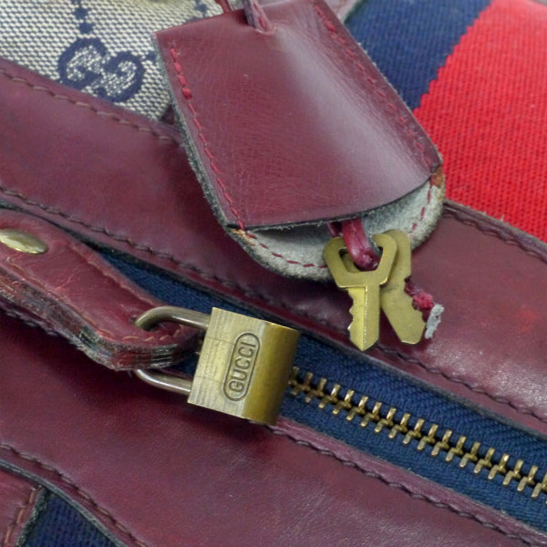 OLD Gucci レア!!鍵付きシェリー大型ボストン（赤&青）