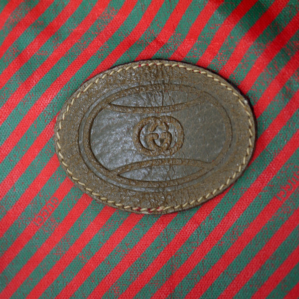 OLD Gucci 　Rigateライン折り畳みボストン（赤ストライプ・大）