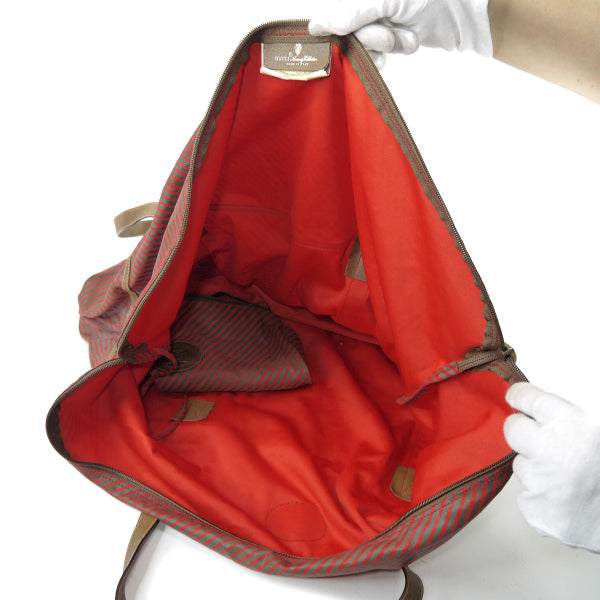 OLD Gucci 　Rigateライン折り畳みボストン（赤ストライプ・大）