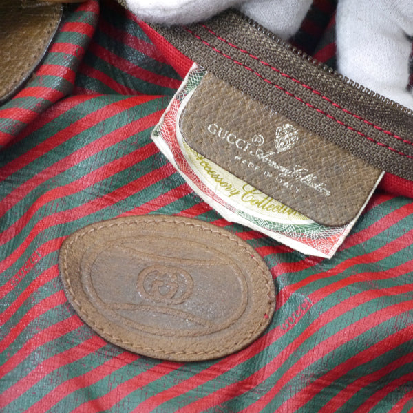 OLD Gucci 　Rigateライン折り畳み大型ボストン（赤ストライプ）