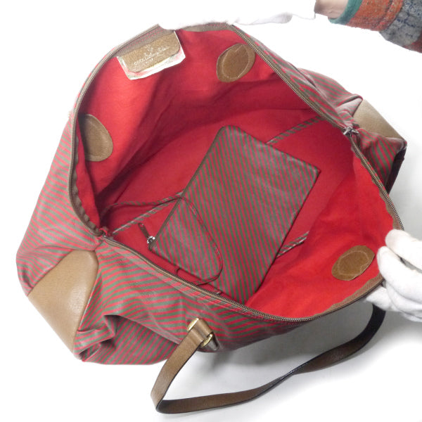 OLD Gucci 　Rigateライン折り畳み大型ボストン（赤ストライプ）