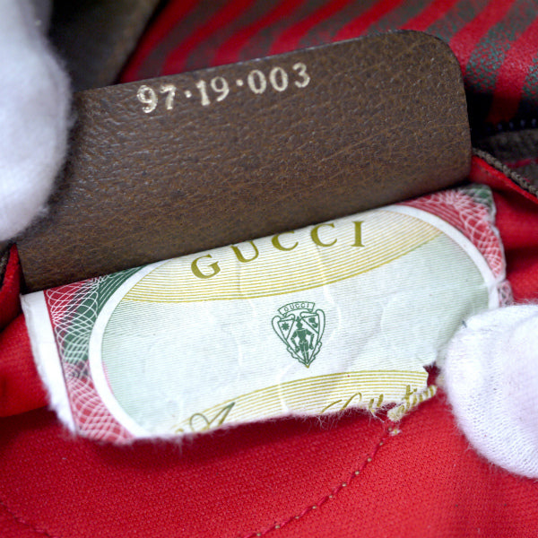 OLD Gucci 　Rigateライン折り畳み大型ドラムボストン（赤ストライプ）