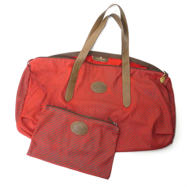 OLD Gucci 　Rigateライン折り畳み大型ドラムボストン（赤ストライプ）