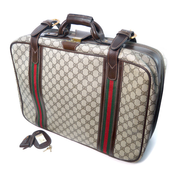 OLD Gucci シェリー2本　中型スーツケース(茶）