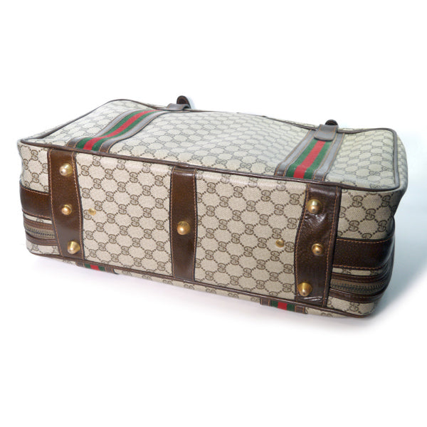 OLD Gucci シェリー2本　中型スーツケース(茶）