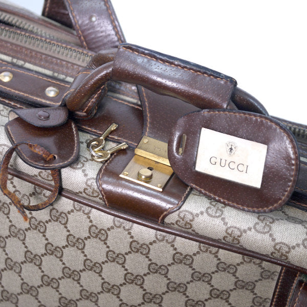 OLD Gucci シェリー2本　中型スーツケース(茶）