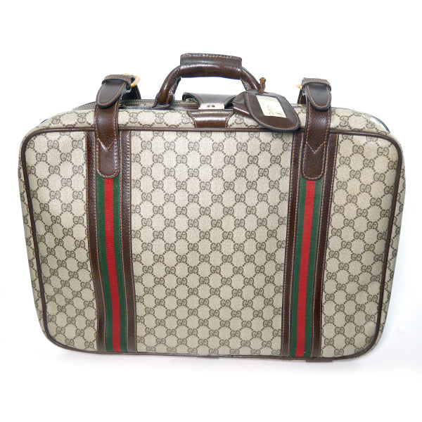 OLD Gucci シェリー2本　中型スーツケース(茶）