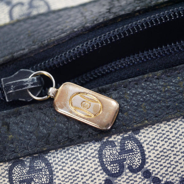 OLD Gucci ミニシェリー ショルダー付ボストン（青・中）