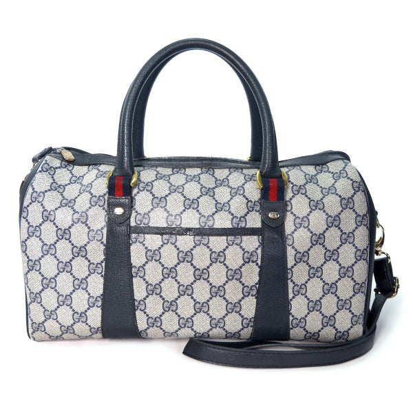 OLD Gucci ミニシェリー ショルダー付ボストン（青・中）