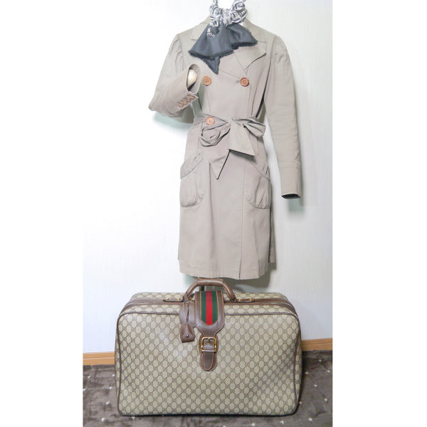 OLD Gucci　シェリー&ベルト 鍵付き中型スーツケース（茶）