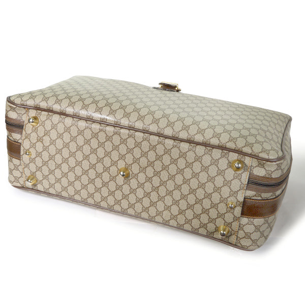 OLD Gucci　シェリー&ベルト 鍵付き中型スーツケース（茶）