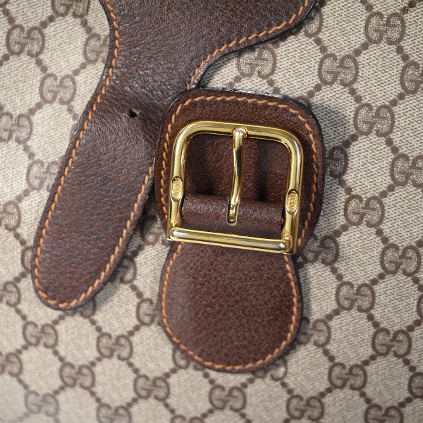 OLD Gucci　シェリー&ベルト 鍵付き中型スーツケース（茶）
