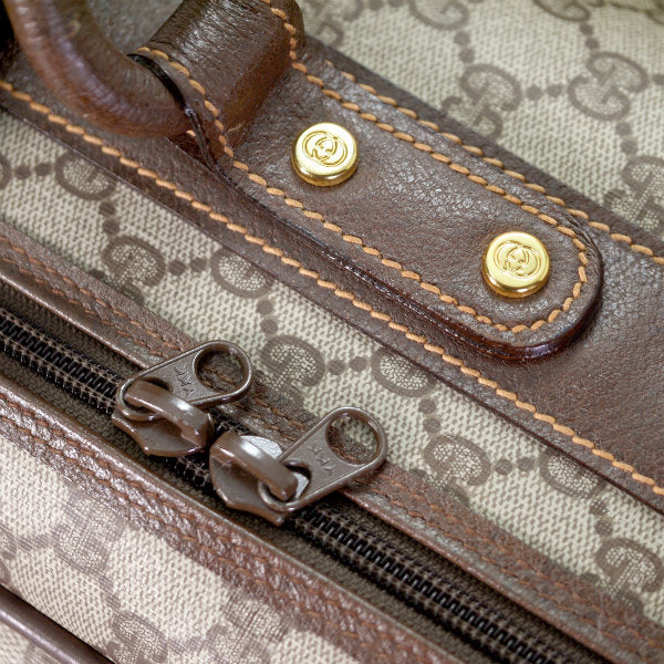 OLD Gucci　シェリー&ベルト 鍵付き中型スーツケース（茶）