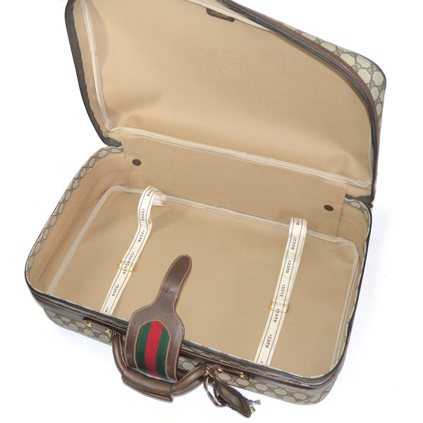 OLD Gucci　シェリー&ベルト 鍵付き中型スーツケース（茶）