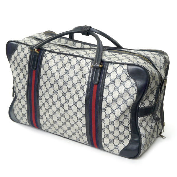 OLD Gucci ダブルシェリー ショルダー付スーツケース（青）