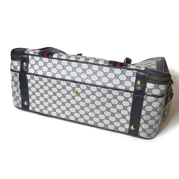 OLD Gucci ダブルシェリー ショルダー付スーツケース（青）