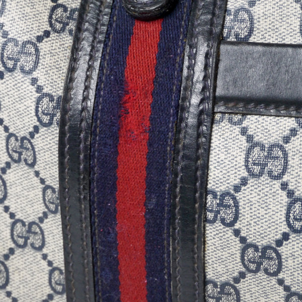 OLD Gucci ダブルシェリー ショルダー付スーツケース（青）