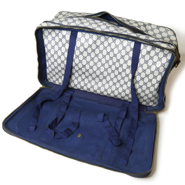 OLD Gucci ダブルシェリー ショルダー付スーツケース（青）