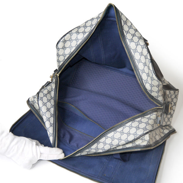 OLD Gucci ダブルシェリー ショルダー付スーツケース（青）