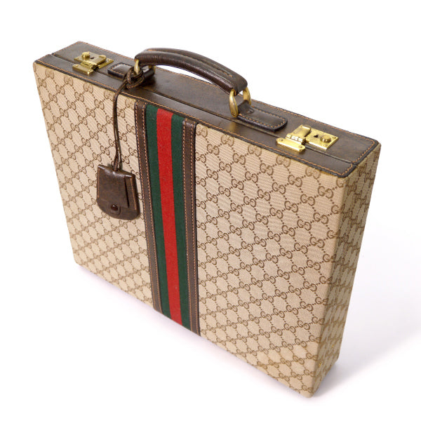 OLD Gucci 70sジャガード織アタッシュケース(茶）